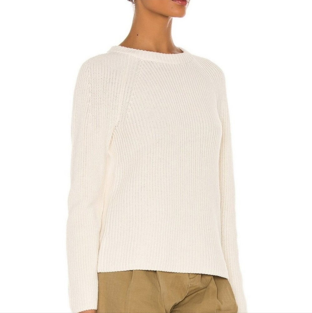 Vince Ribbed Raglan Crew Sweater Ivory Size Medium